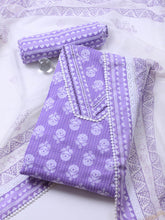 Printed Cotton Blend Unstitched Suit With Dupatta